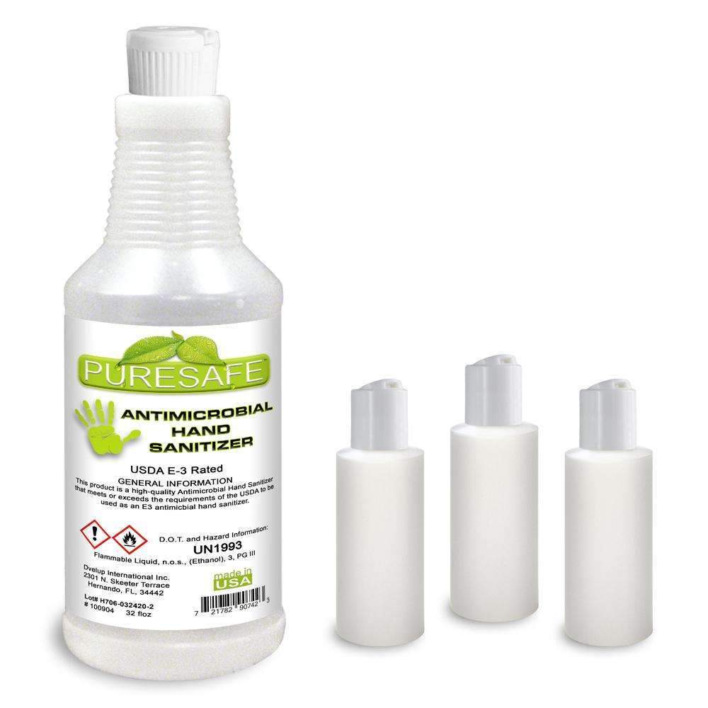 PURSAFE ANTIMICROBIAL HAND SANITIZER 32oz. - FREE REFILLABLE 1oz BOTTLES - Dvelup Shopify